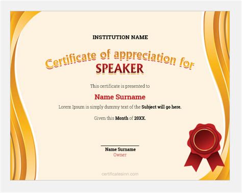 certificate of appreciation for speakers|Free, custom printable appreciation certificate templates .